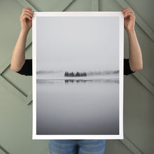Ladda upp bild till gallerivisning, svartvit-poster-dimma-vatten-skog
